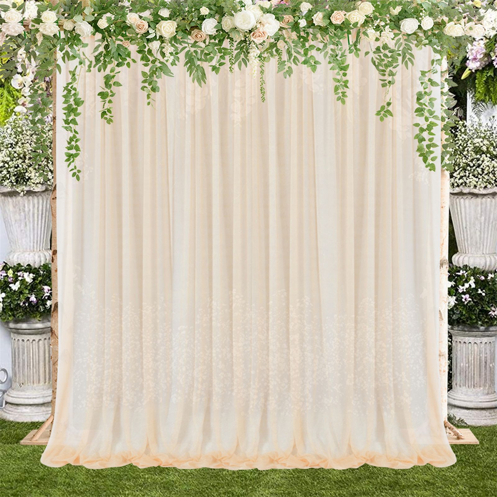 Backdrop Curtain Champagne 1.5x2.15m Yarn Durable Backdrop Drape for Wedding Party view 14