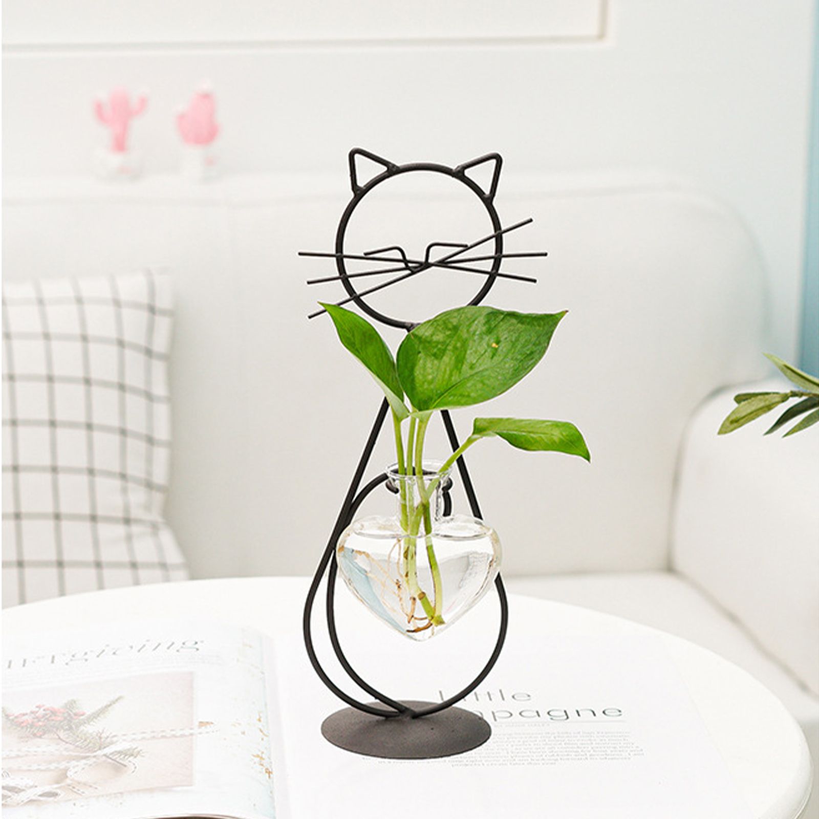 Simple Cat Iron Flower Ware Hydroponic Flower Arrangement Vase view 10