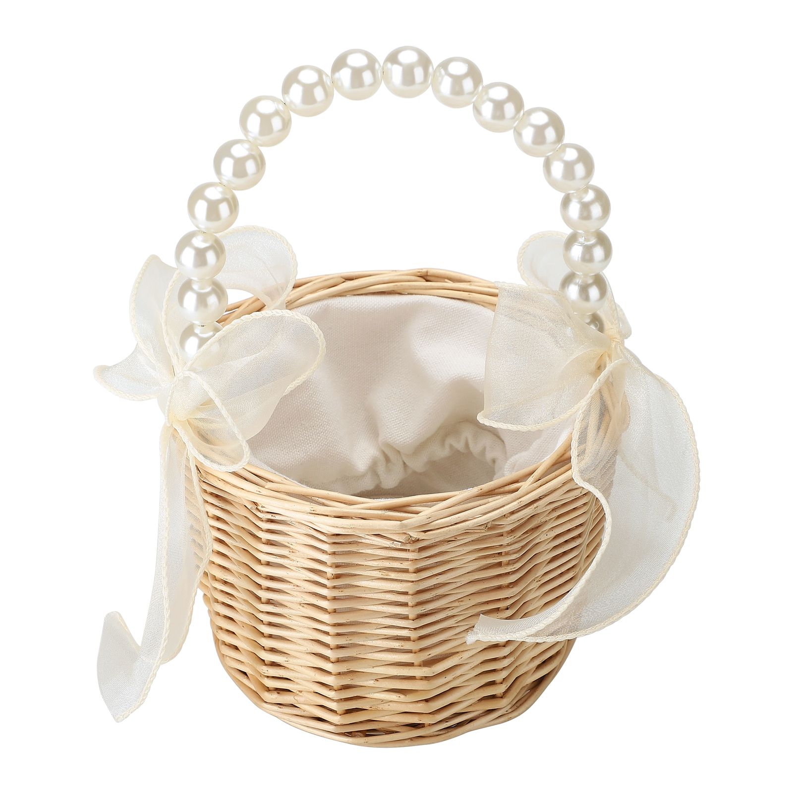 Wedding Ceremony Ring Pillow Flower Basket Portable Burlap Bowknot Vintage view 4