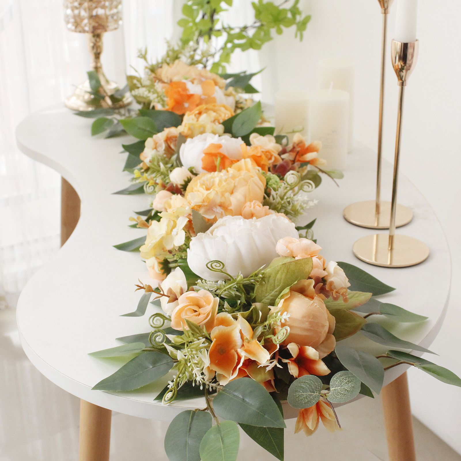 2PCS Set Artificial Wedding Arch Flowers Kit Flower Swag Wedding Arch Decor view 10