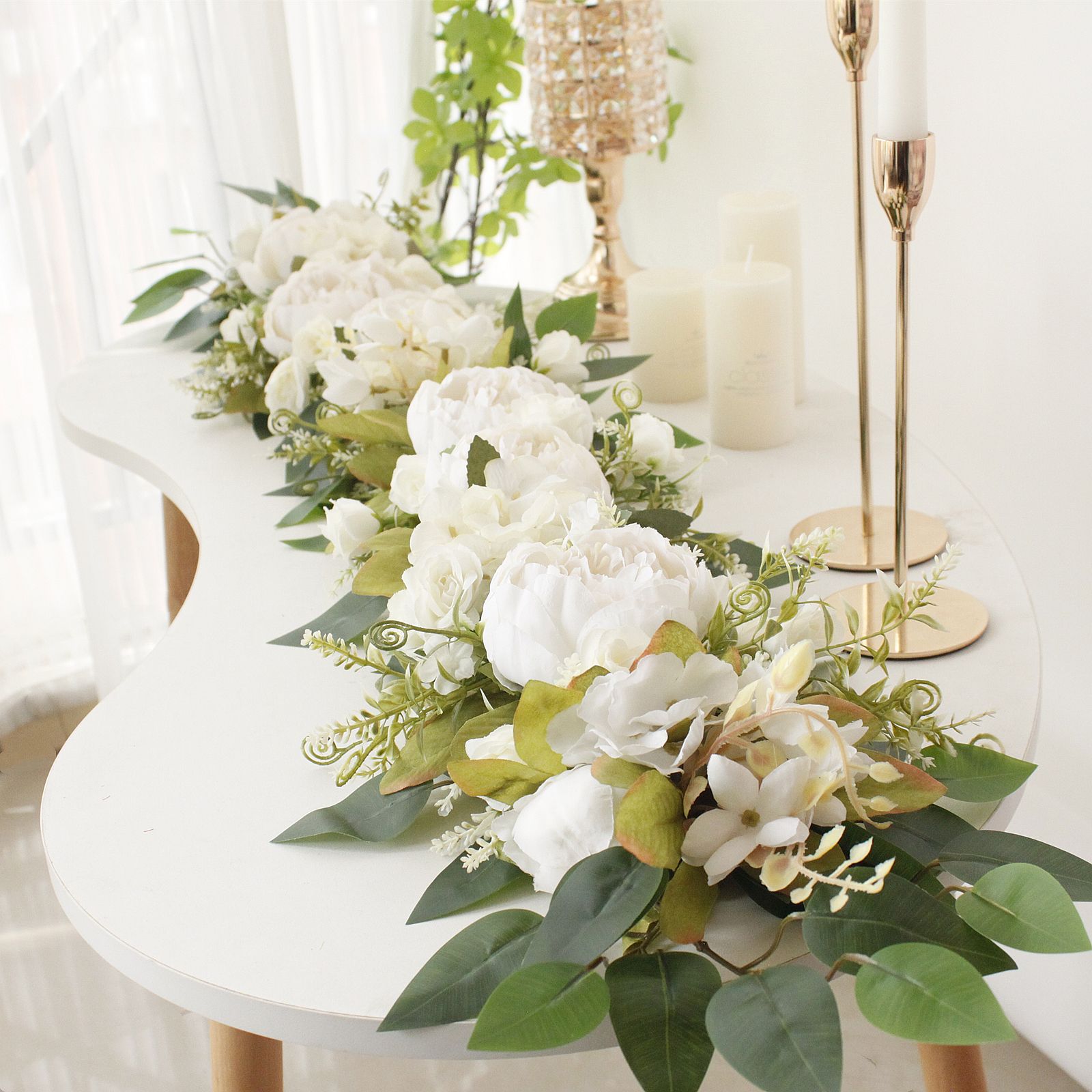 2PCS Set Artificial Wedding Arch Flowers Kit Flower Swag Wedding Arch Decor view 14