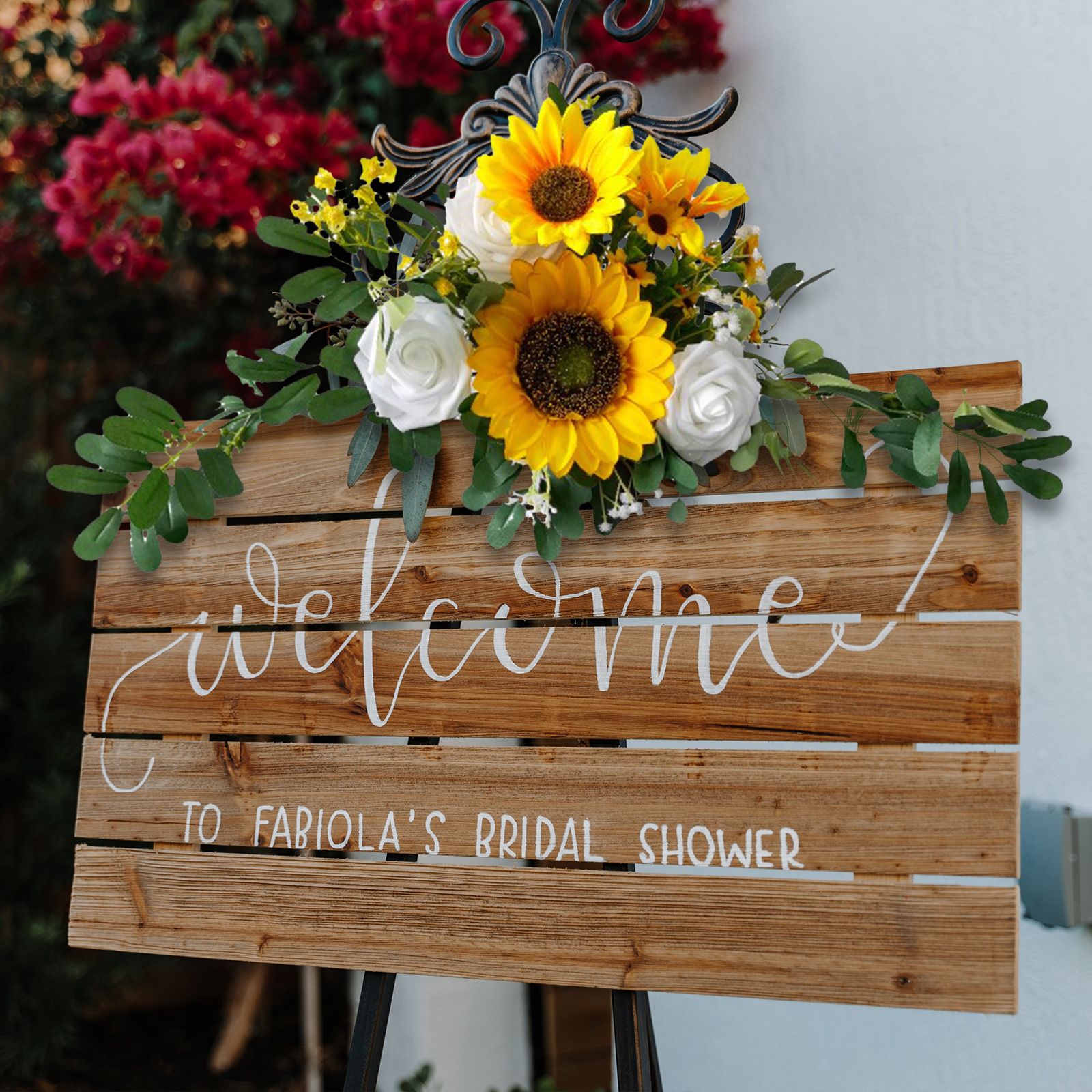 Artificial Flower Swag 60 x 25cm Silk Cloth Wedding Welcome Sign Floral Decoration view 7