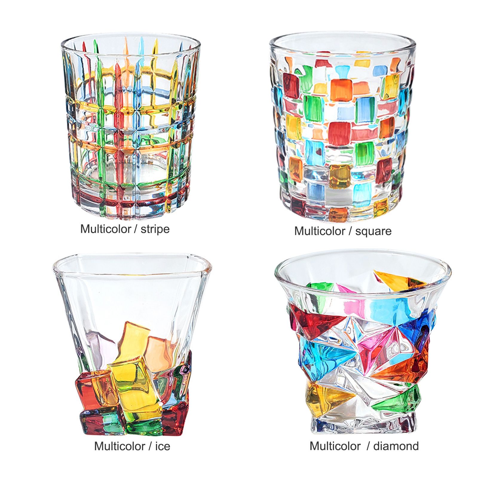 Whiskey Glass Multicolor 320ml Short Drinking Glass for Home view 15