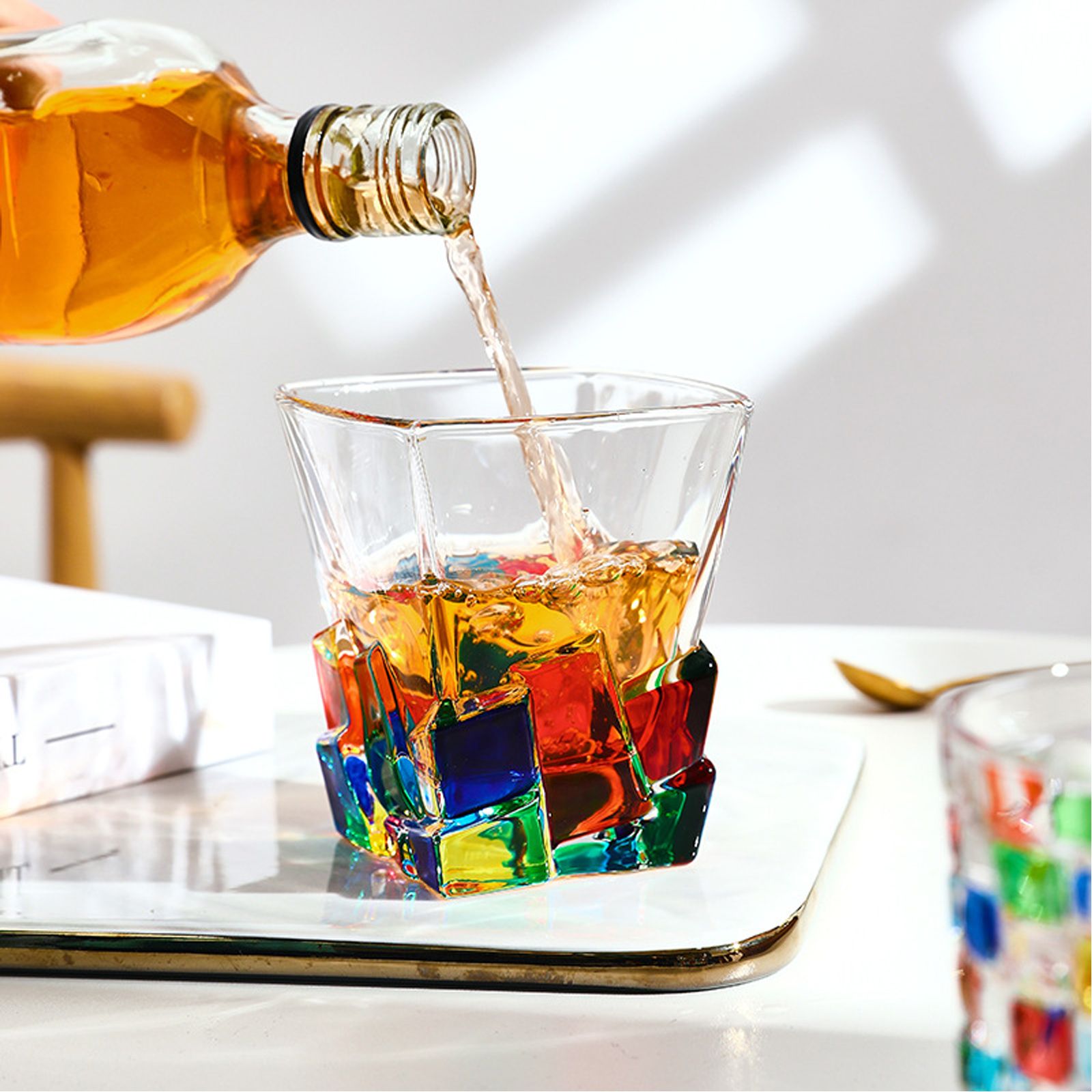2PCS Whiskey Glass Multicolor 320ml Short Drinking Glass for Home view 3