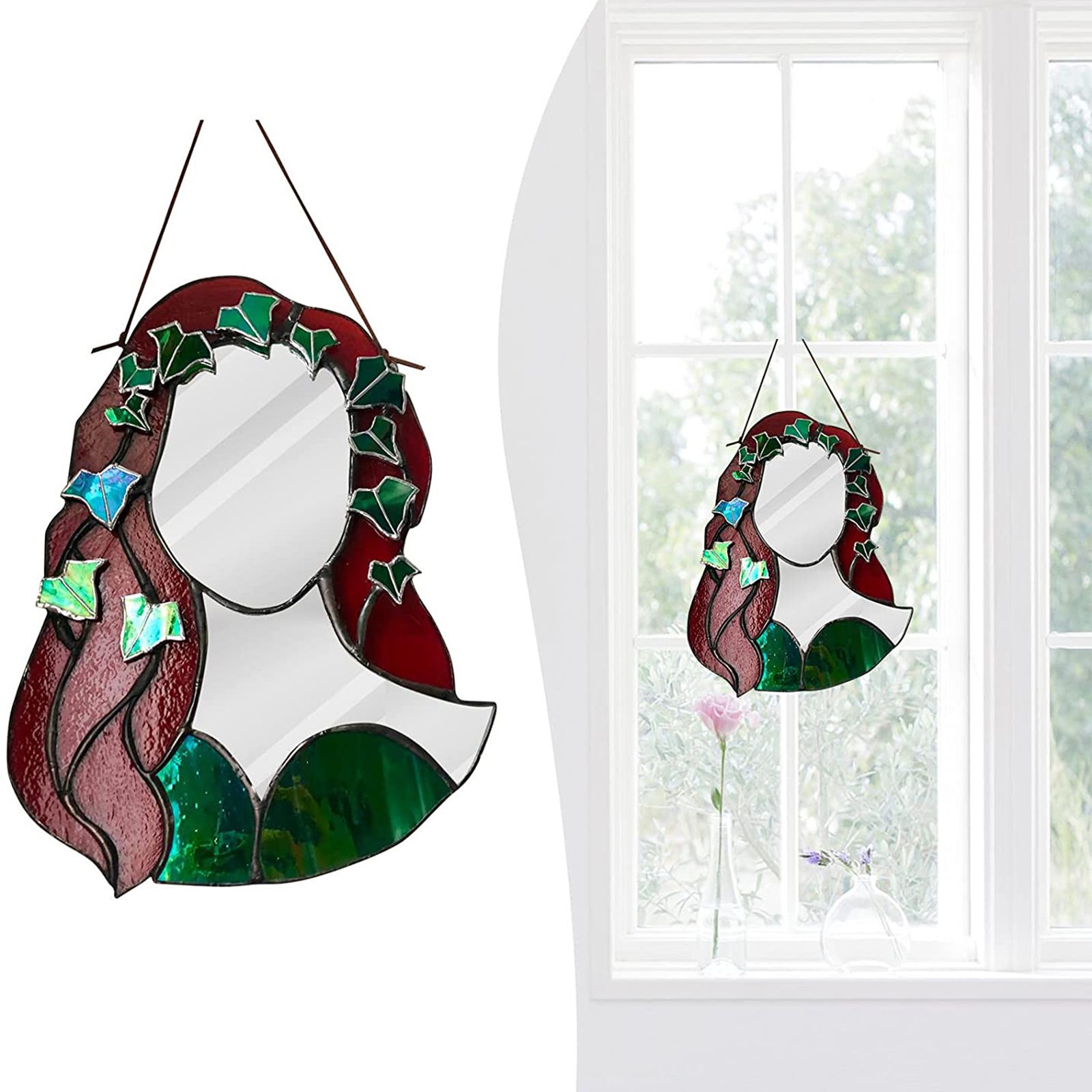 Glass Poison Ivy Mirror Glass Decorative Mirror for Entryway Bedroom Bathroom view 11