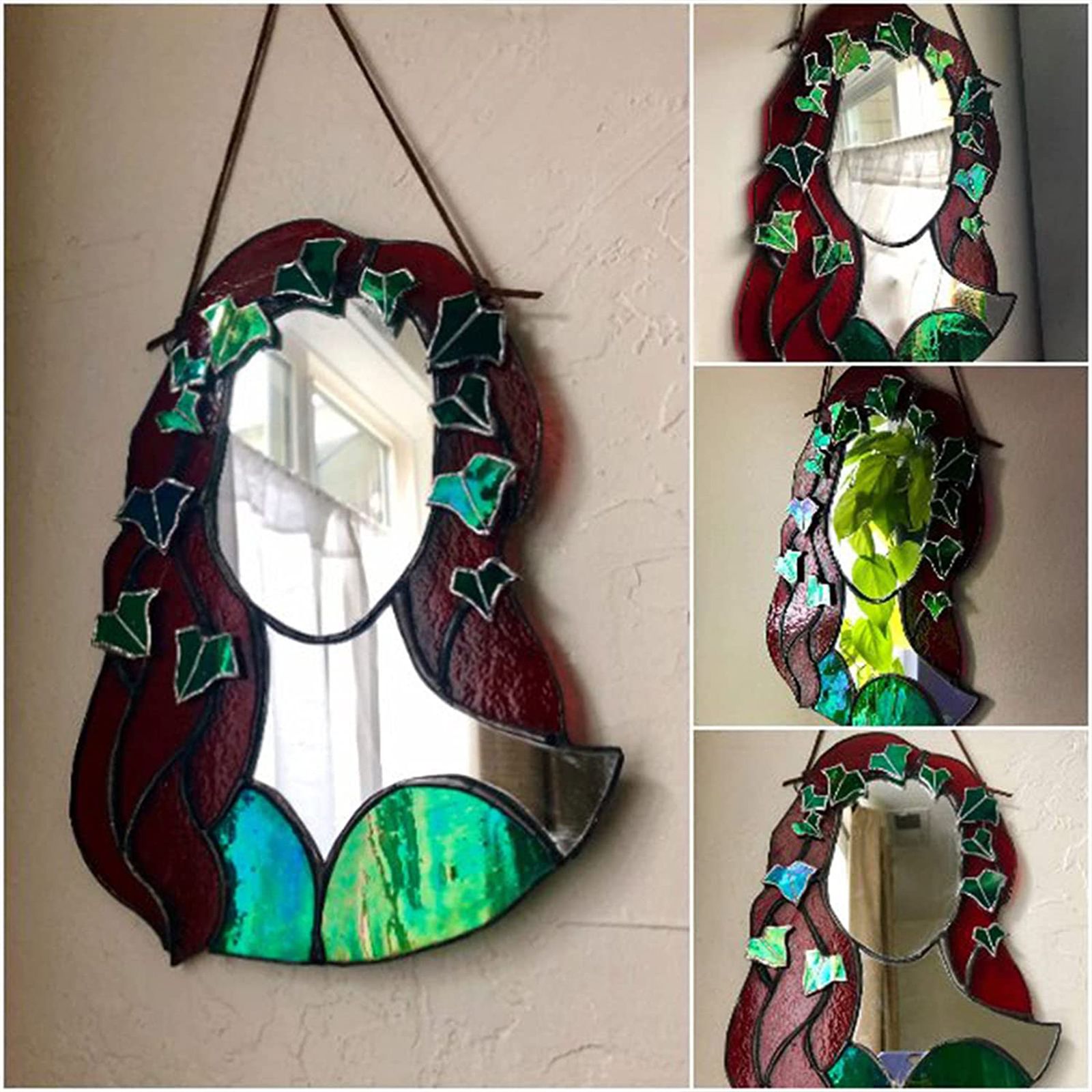 Glass Poison Ivy Mirror Glass Decorative Mirror for Entryway Bedroom Bathroom view 12