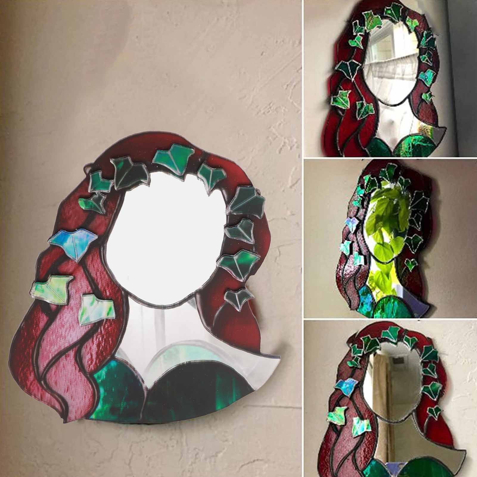Glass Poison Ivy Mirror Glass Decorative Mirror for Entryway Bedroom Bathroom view 13