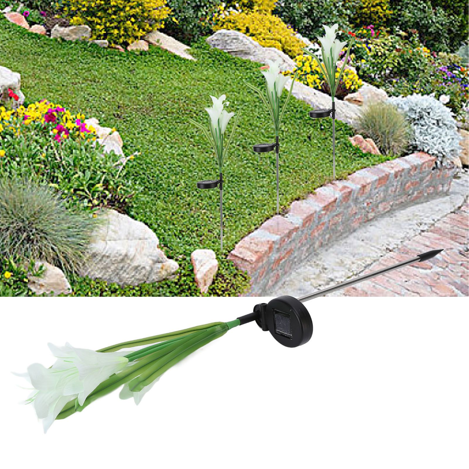 Solar Powered Flower Lights Waterproof Outdoor Solar Garden Stake Lights for view 11