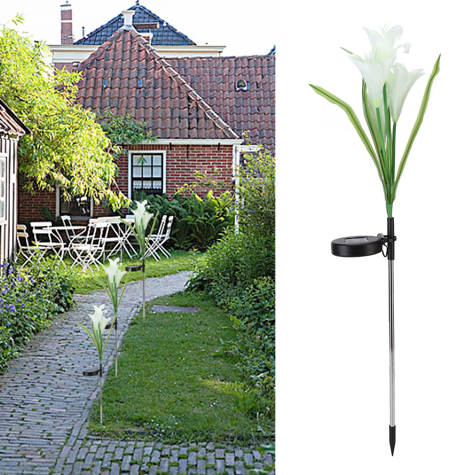 Solar Powered Flower Lights Waterproof Outdoor Solar Garden Stake Lights for view 12