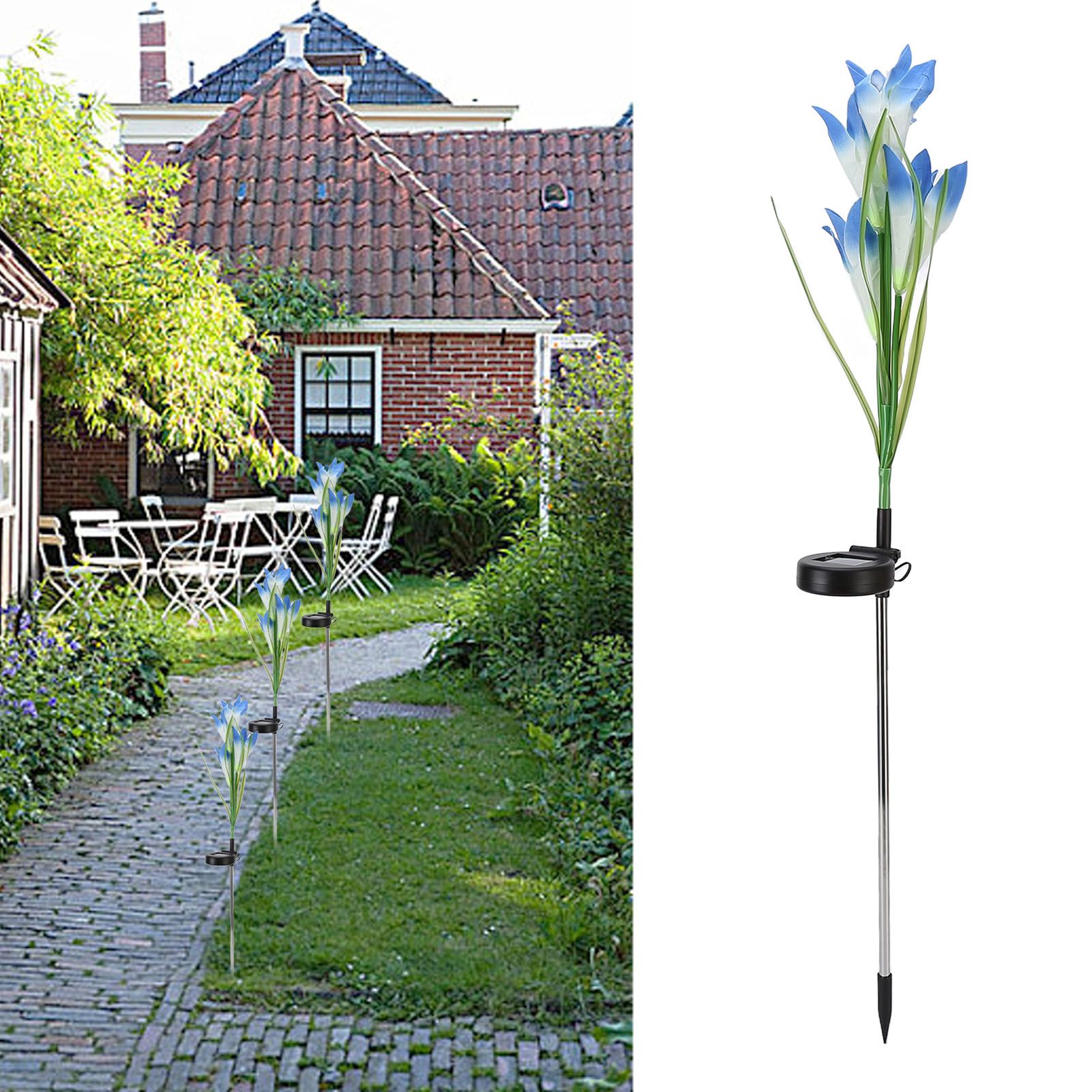 Solar Powered Flower Lights Waterproof Outdoor Solar Garden Stake Lights for view 11