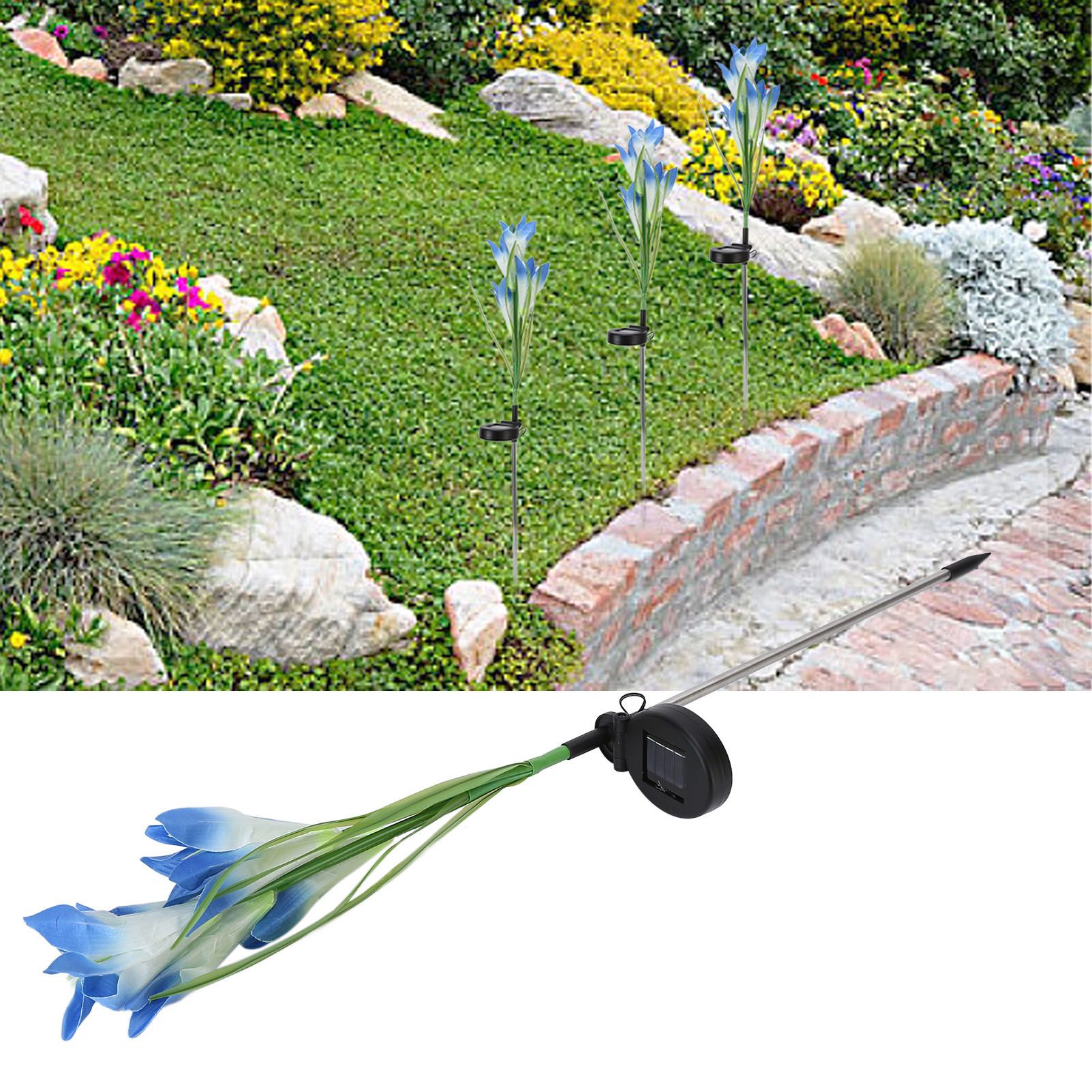 Solar Powered Flower Lights Waterproof Outdoor Solar Garden Stake Lights for view 12