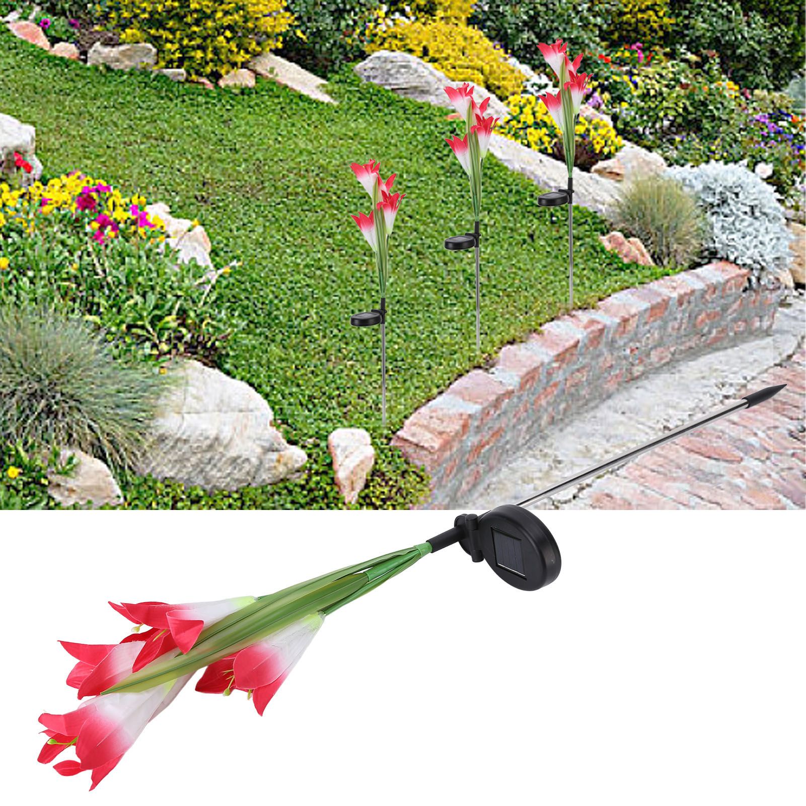 Solar Powered Flower Lights Waterproof Outdoor Solar Garden Stake Lights for view 11