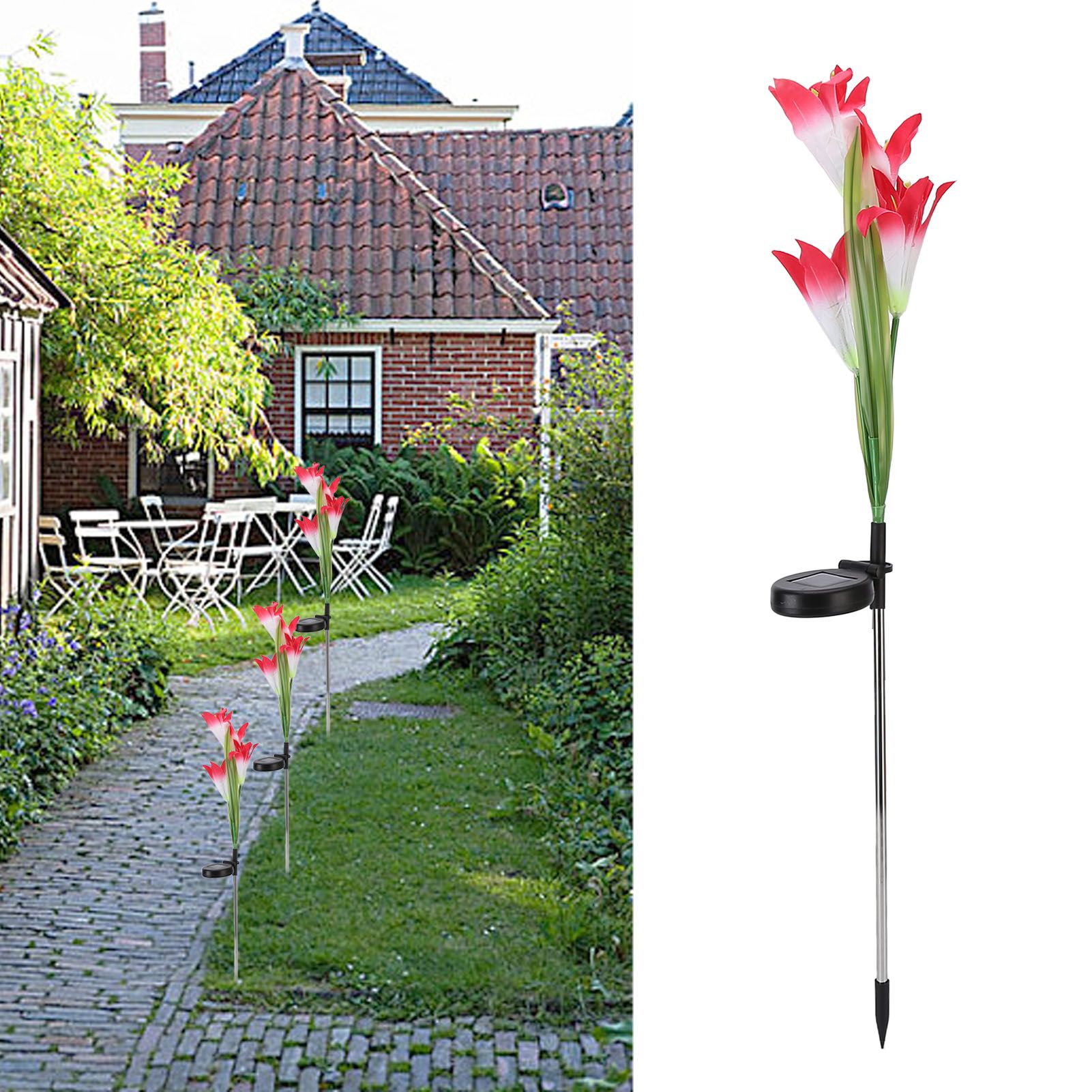 Solar Powered Flower Lights Waterproof Outdoor Solar Garden Stake Lights for view 12