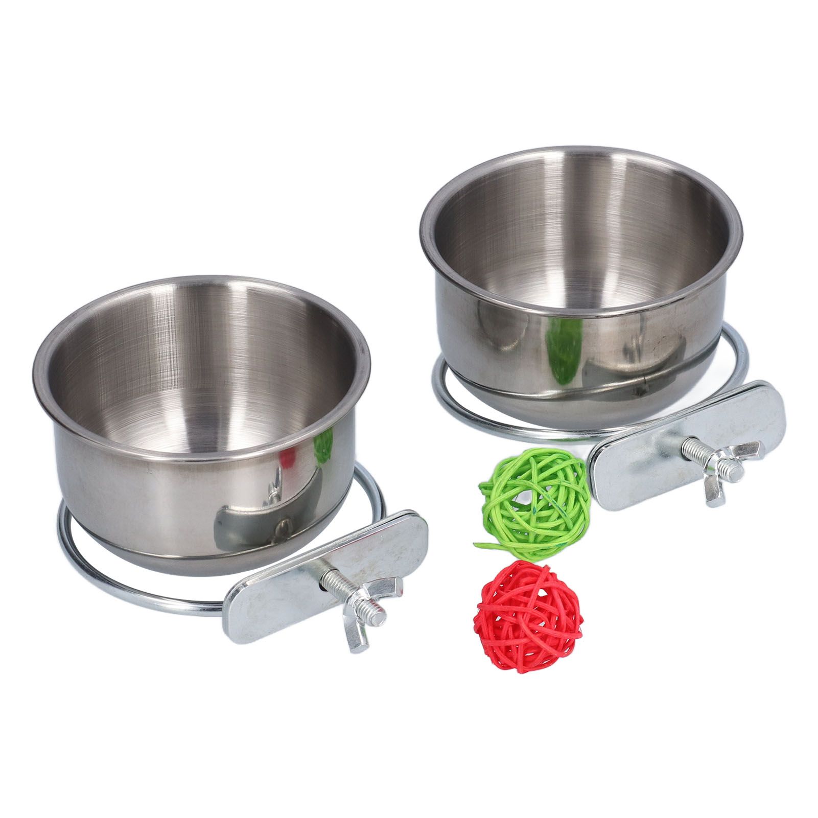 Stainless Steel Parrot Feeding Bowl with Rattan Ball for Hamster Small Animals view 2