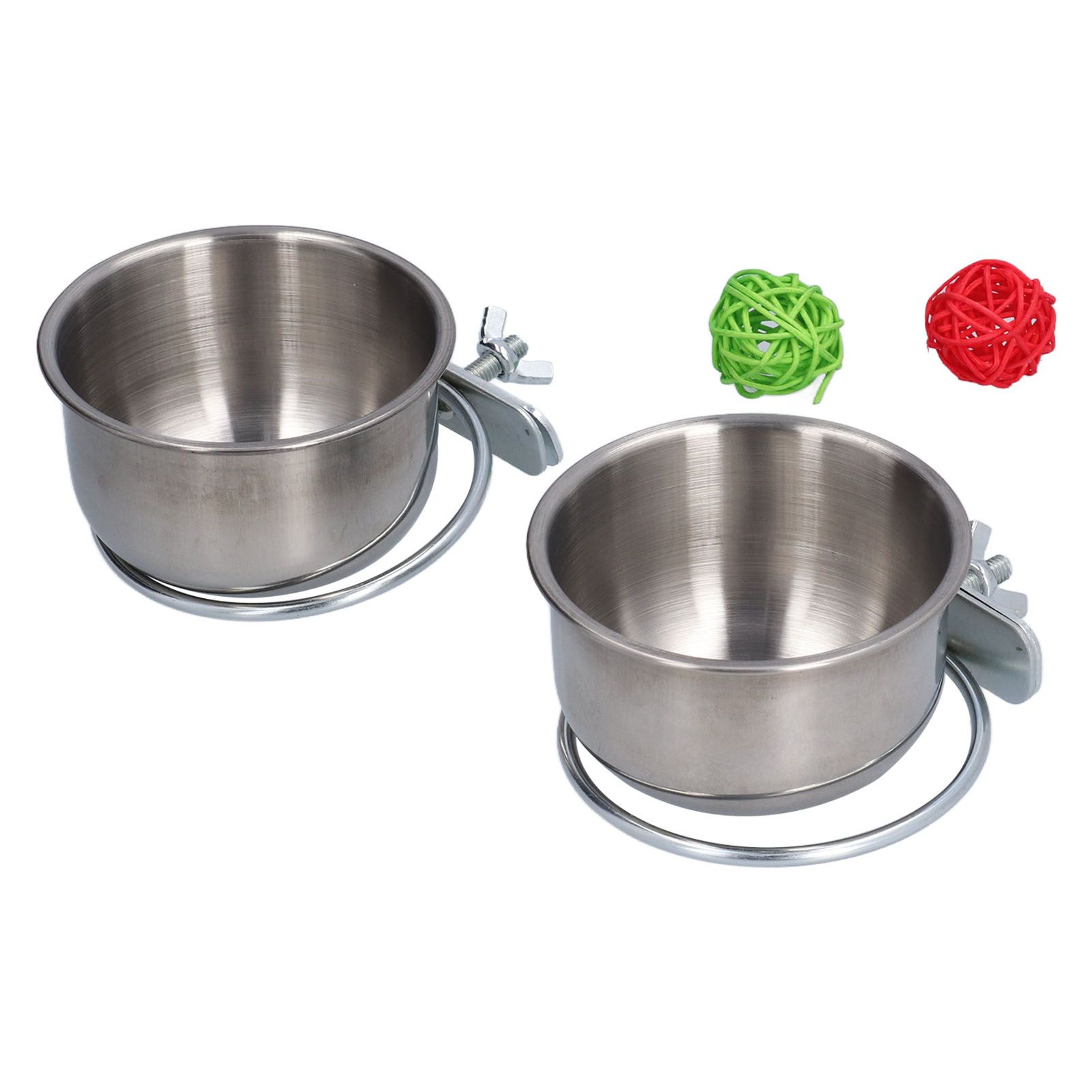 Stainless Steel Parrot Feeding Bowl with Rattan Ball for Hamster Small Animals view 3