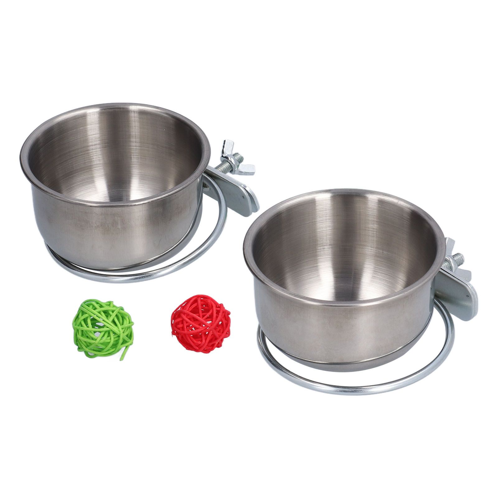 Stainless Steel Parrot Feeding Bowl with Rattan Ball for Hamster Small Animals view 4