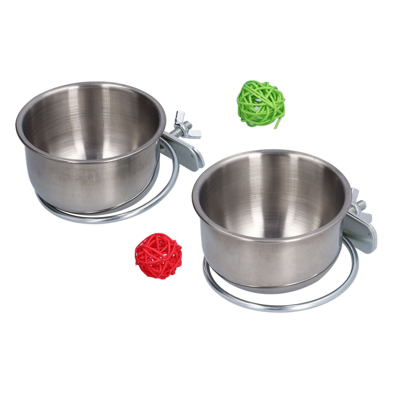 Stainless Steel Parrot Feeding Bowl with Rattan Ball for Hamster Small Animals view 5