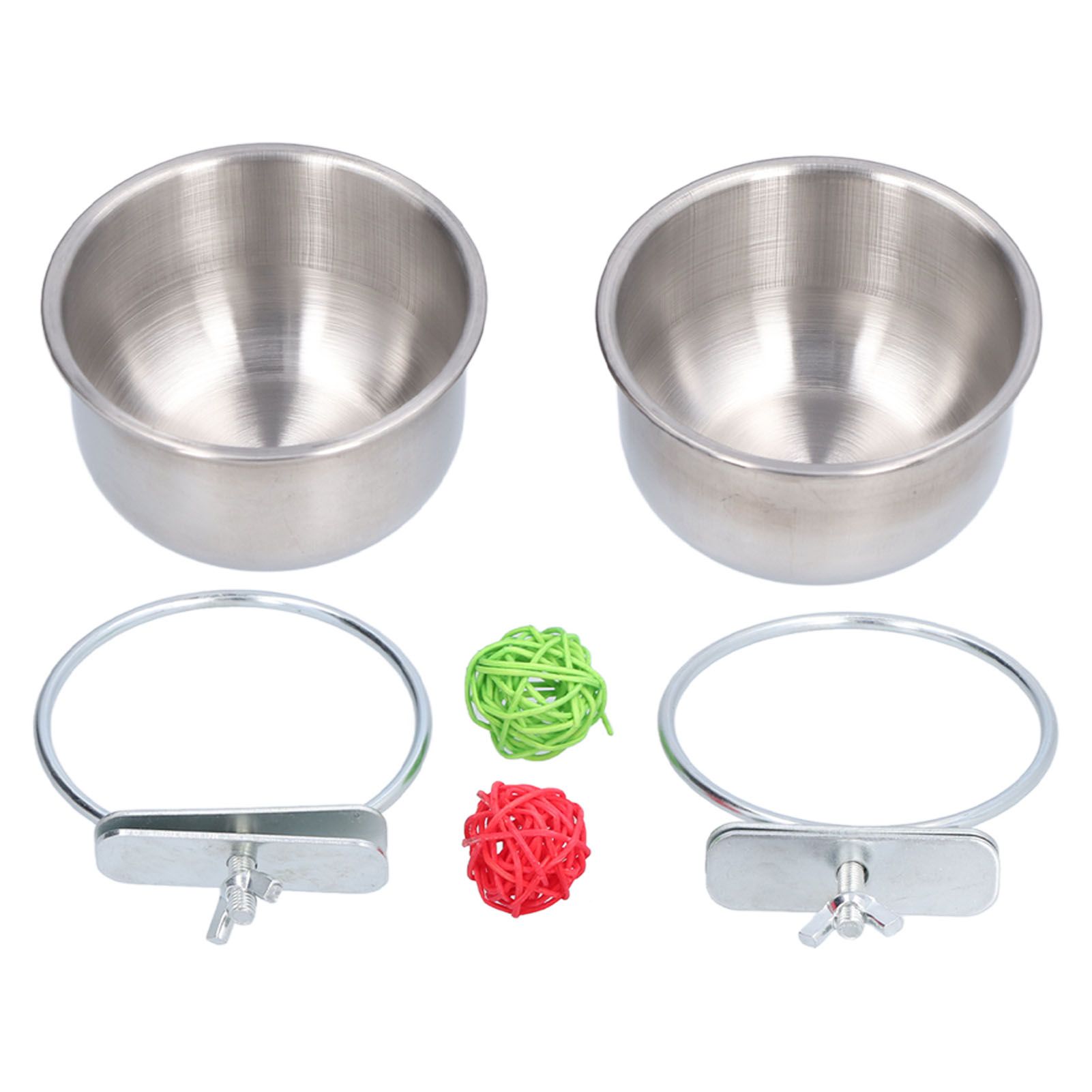 Stainless Steel Parrot Feeding Bowl with Rattan Ball for Hamster Small Animals view 6