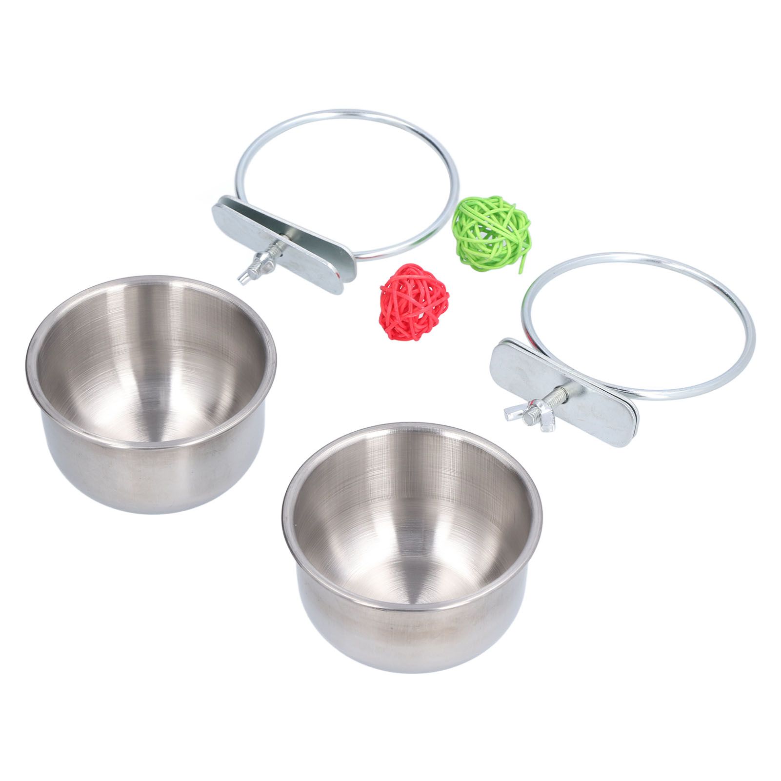 Stainless Steel Parrot Feeding Bowl with Rattan Ball for Hamster Small Animals view 7