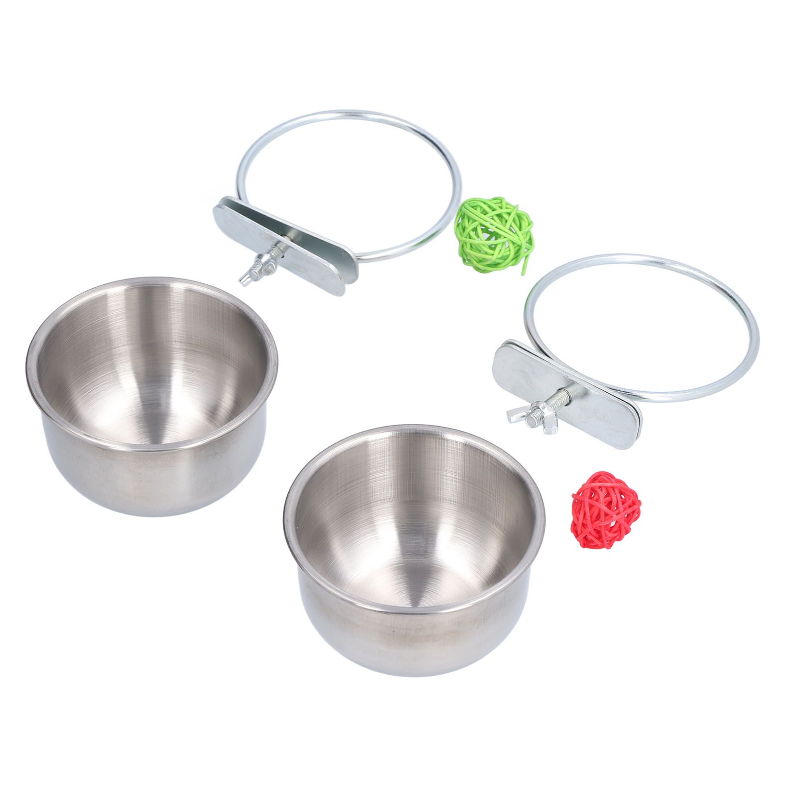 Stainless Steel Parrot Feeding Bowl with Rattan Ball for Hamster Small Animals view 8
