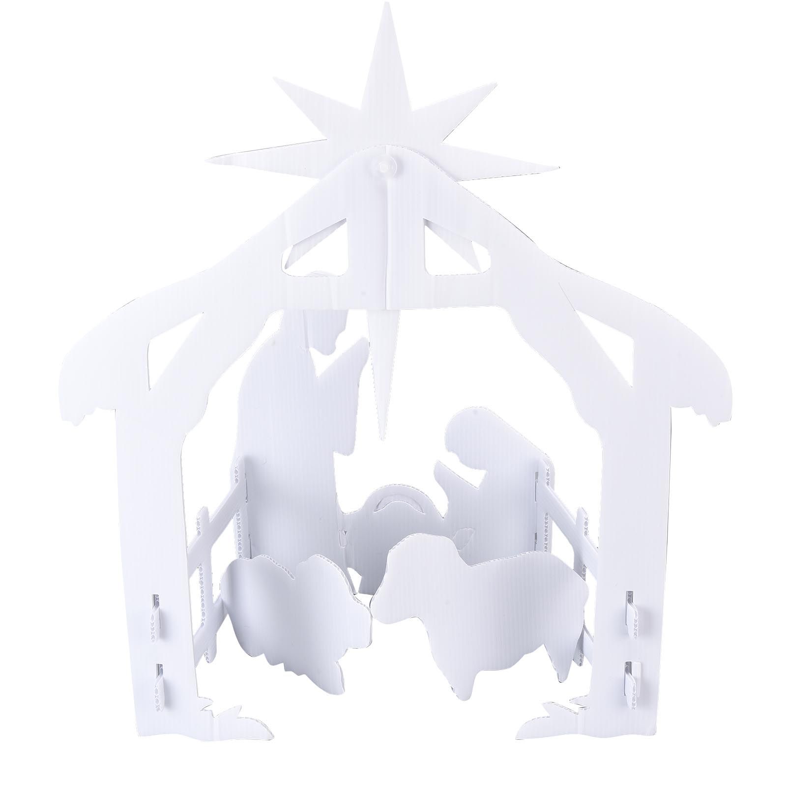 44x27x5cm Christmas Jesus Scene White PP Hollow Board Outdoor Nativity Scene view 2