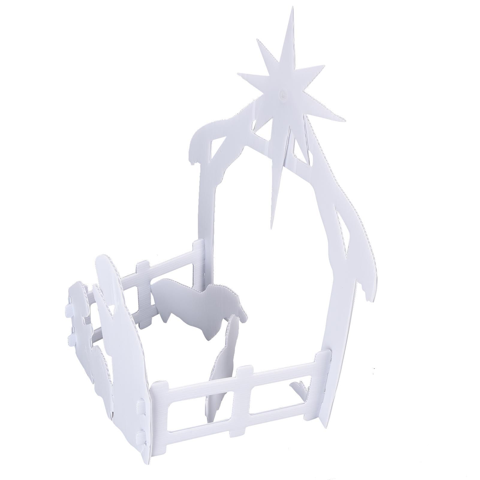 44x27x5cm Christmas Jesus Scene White PP Hollow Board Outdoor Nativity Scene view 3