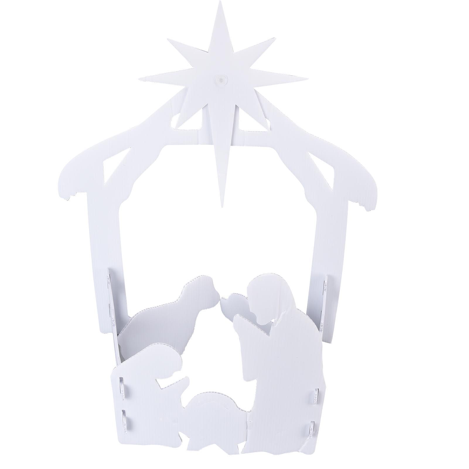 44x27x5cm Christmas Jesus Scene White PP Hollow Board Outdoor Nativity Scene view 4