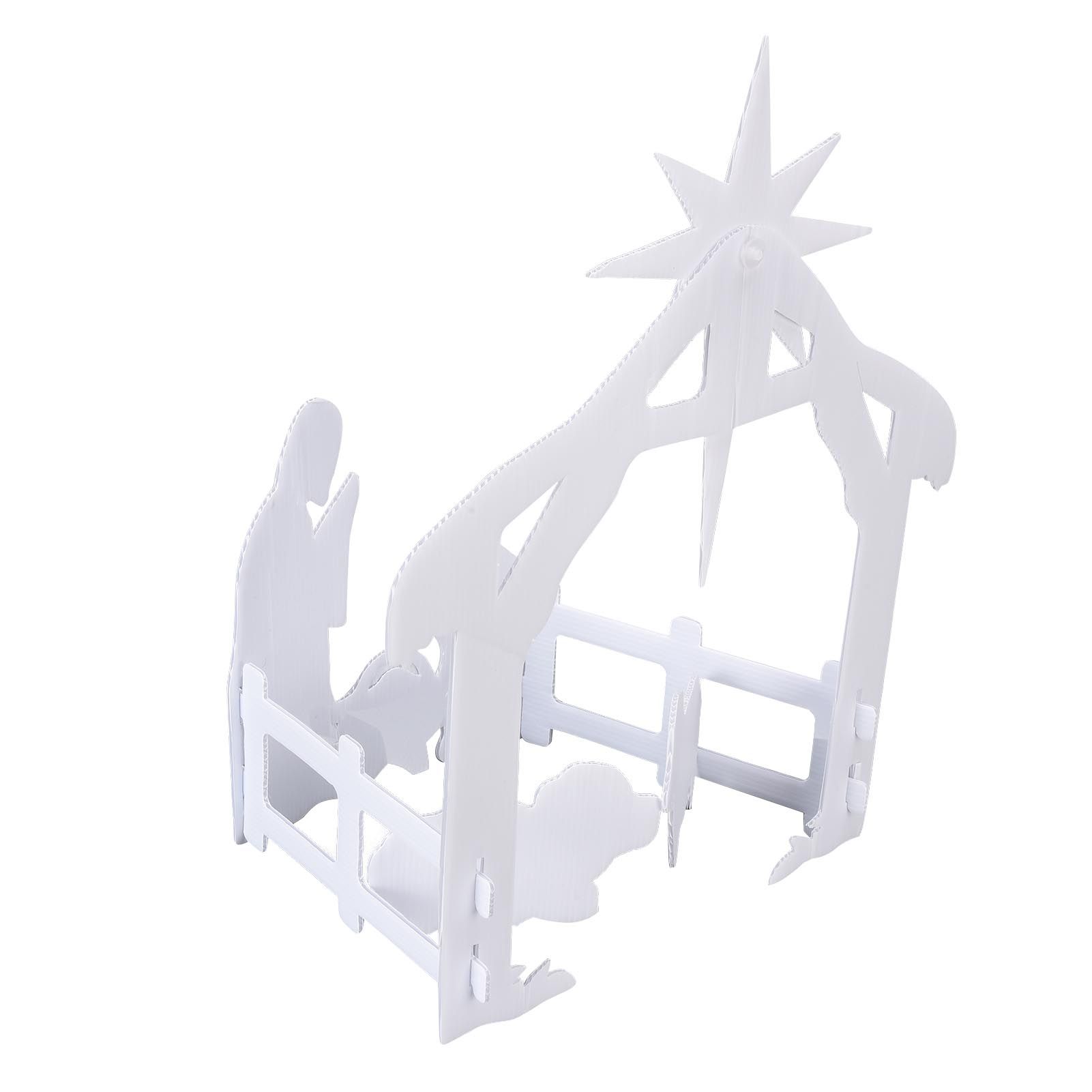 44x27x5cm Christmas Jesus Scene White PP Hollow Board Outdoor Nativity Scene view 6
