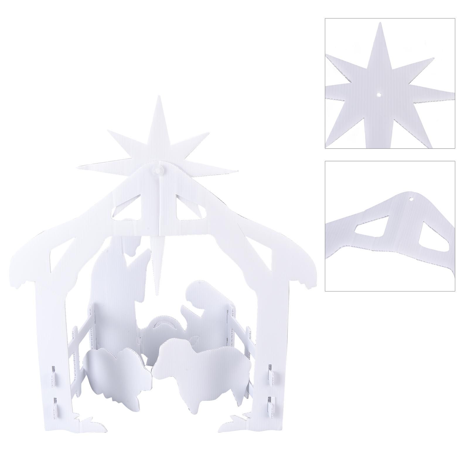 44x27x5cm Christmas Jesus Scene White PP Hollow Board Outdoor Nativity Scene view 7
