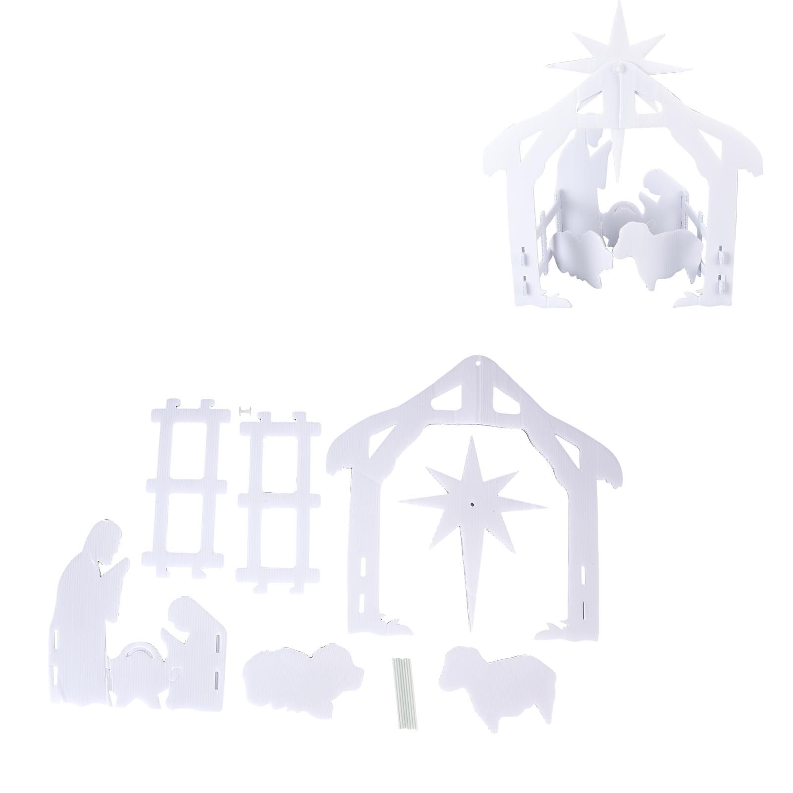 44x27x5cm Christmas Jesus Scene White PP Hollow Board Outdoor Nativity Scene view 8