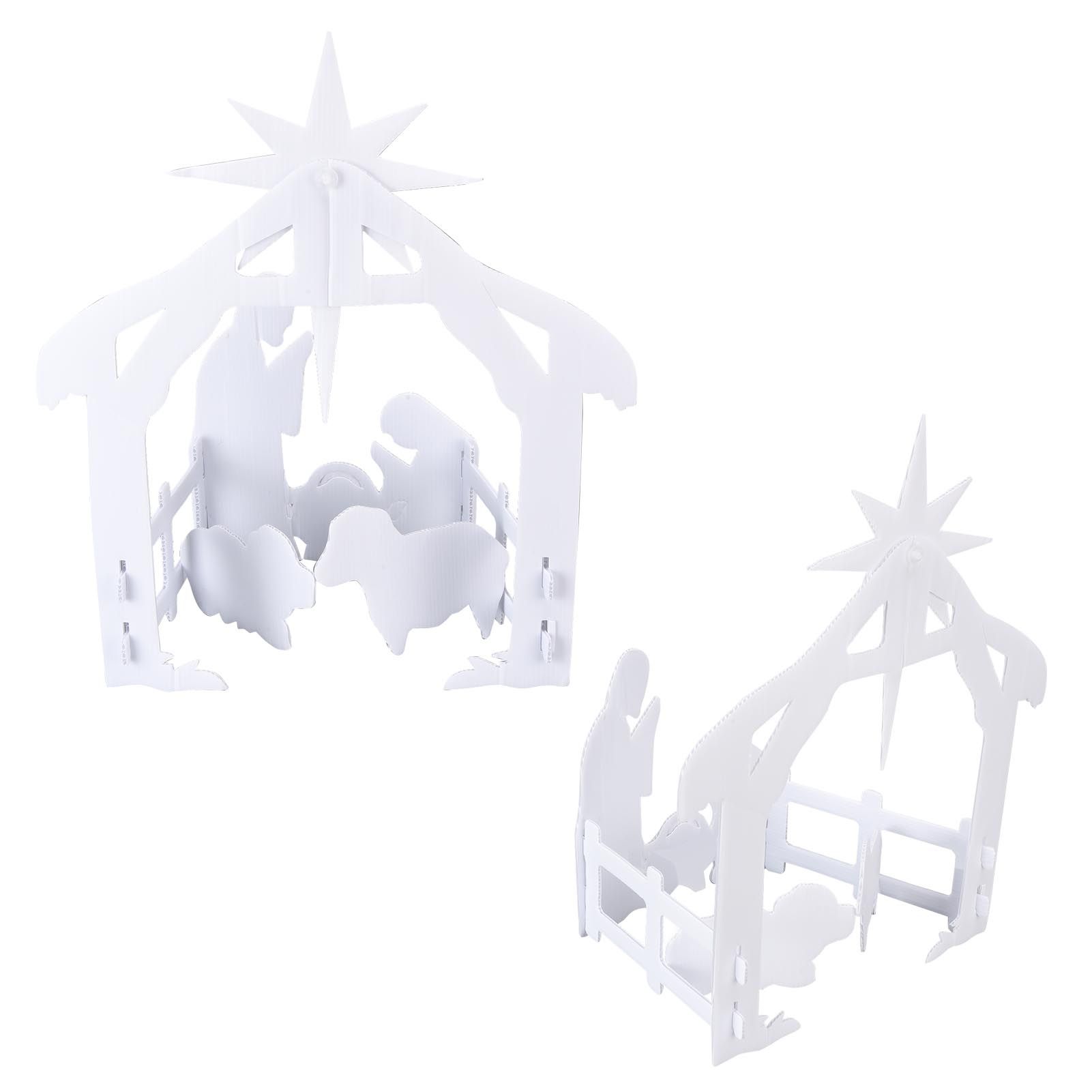 44x27x5cm Christmas Jesus Scene White PP Hollow Board Outdoor Nativity Scene view 9
