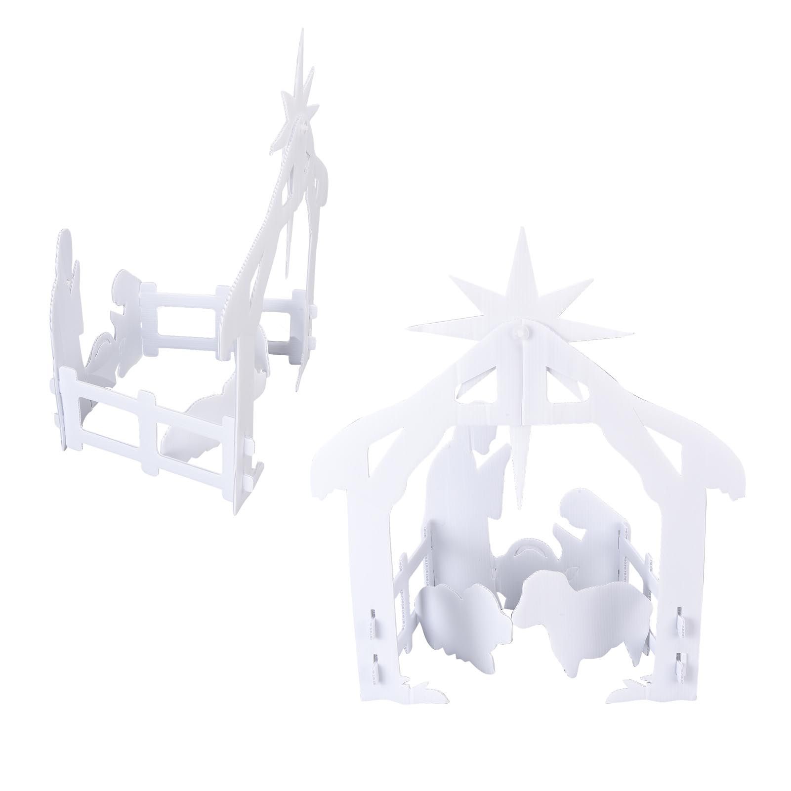 44x27x5cm Christmas Jesus Scene White PP Hollow Board Outdoor Nativity Scene view 10