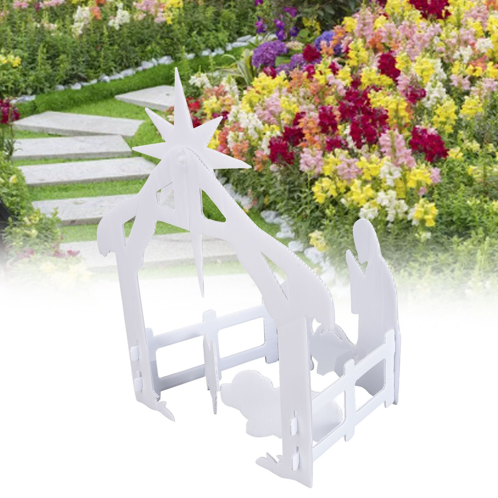 44x27x5cm Christmas Jesus Scene White PP Hollow Board Outdoor Nativity Scene view 11