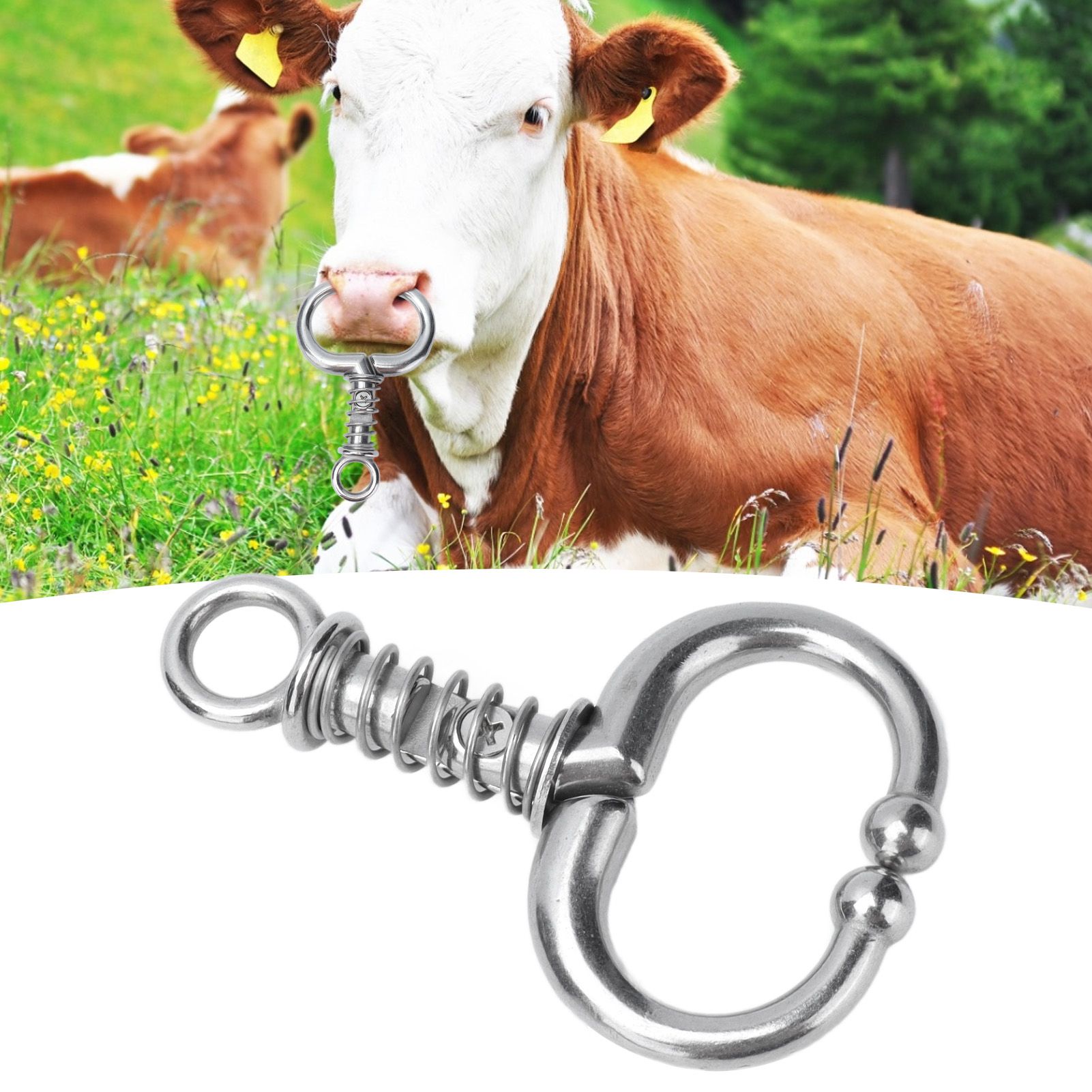 Cattle Nose Ring Stainless Steel Cattle Nose Clamp Bull Cow W Spring Nose Ring view 11