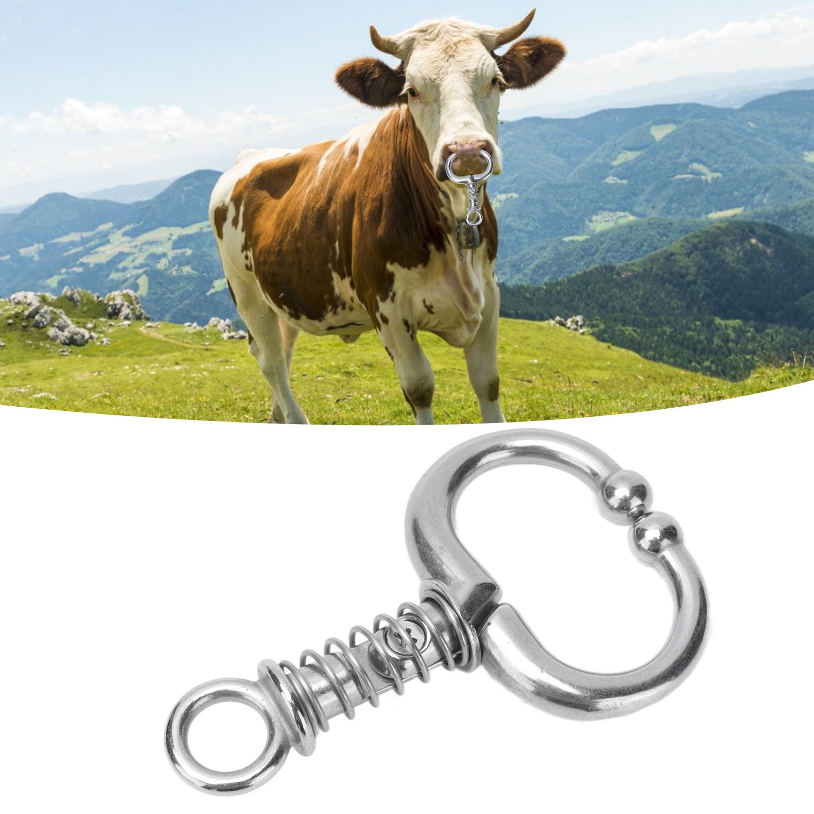 Cattle Nose Ring Stainless Steel Cattle Nose Clamp Bull Cow W Spring Nose Ring view 12