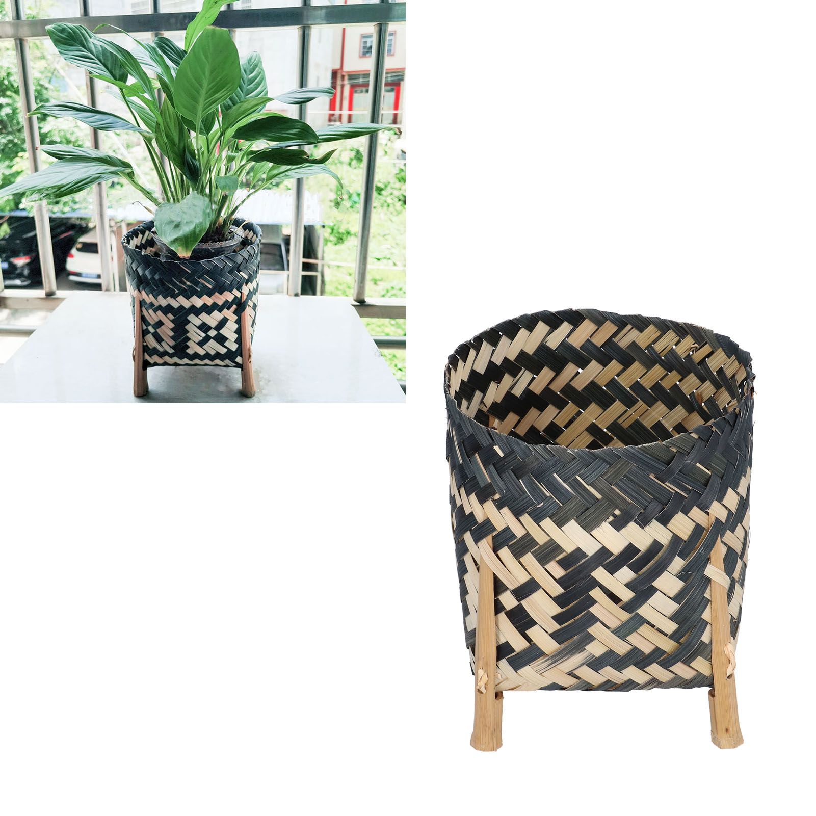Handwoven Basket Northern Europe Style Bamboo Weaving Plant Basket for Home view 11