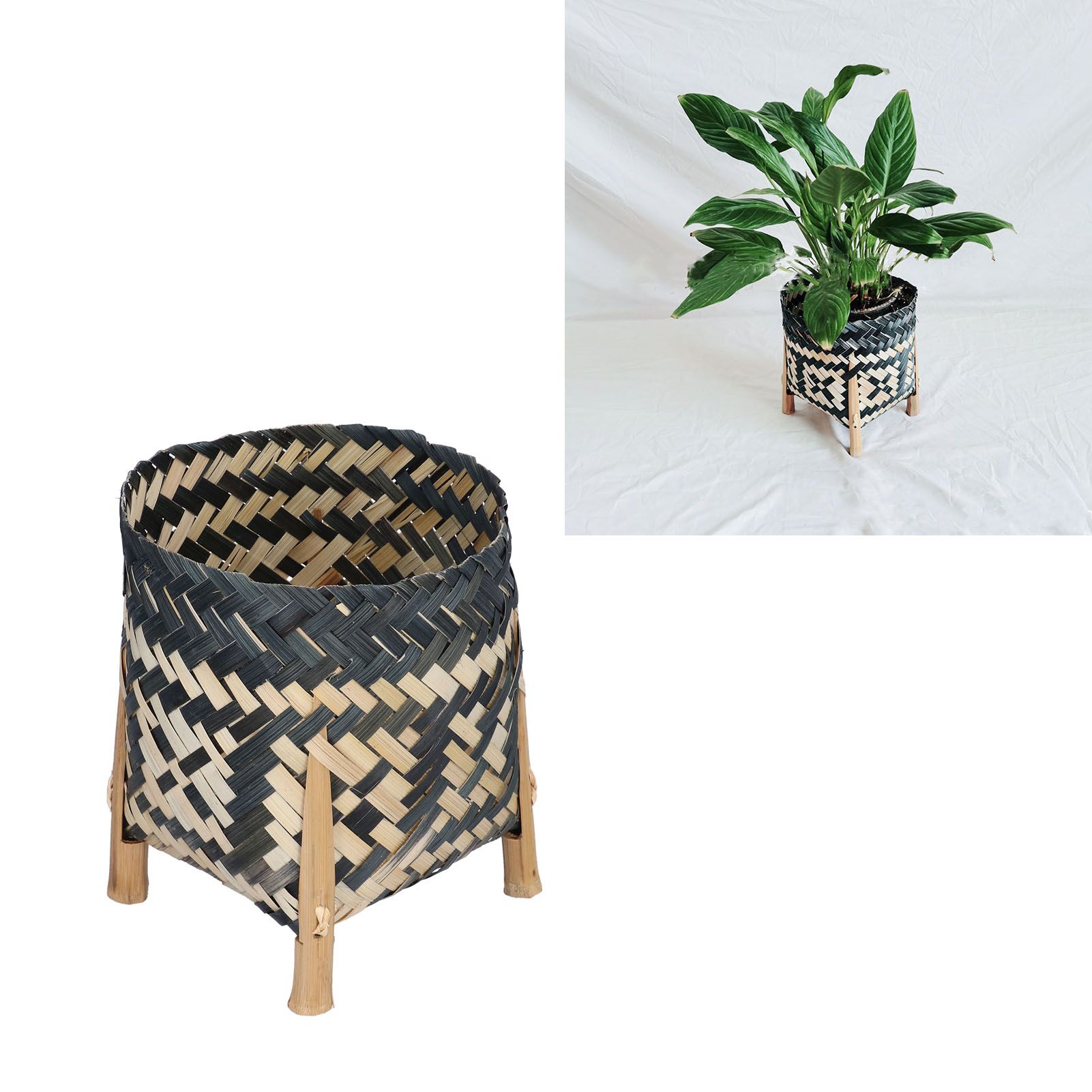 Handwoven Basket Northern Europe Style Bamboo Weaving Plant Basket for Home view 12