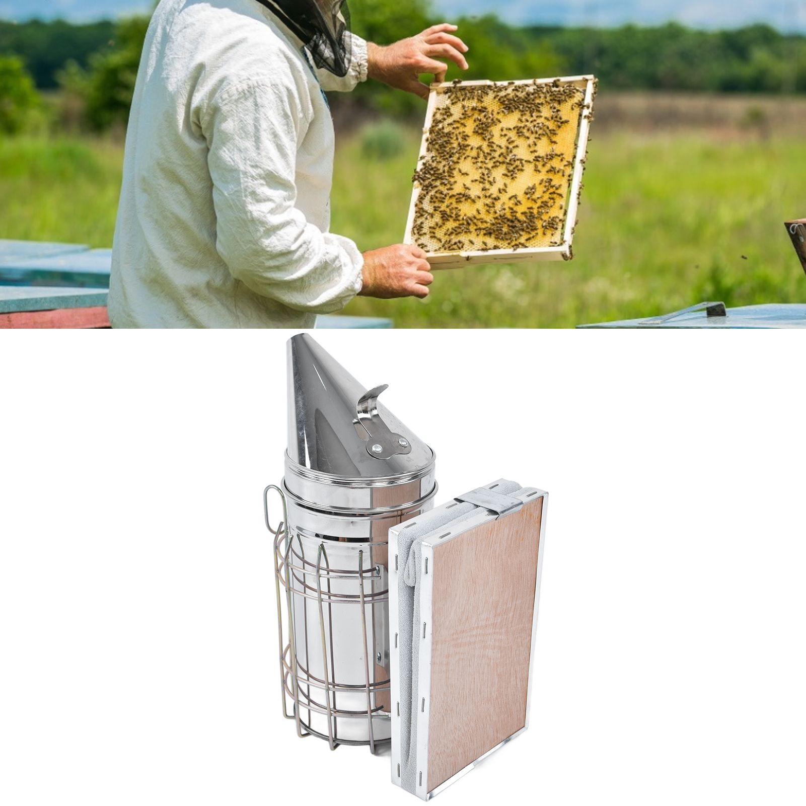 8Pcs/Set Beekeeping Kit Bee Brush Scraper Frame Clip Wire Embedder Beehive view 11