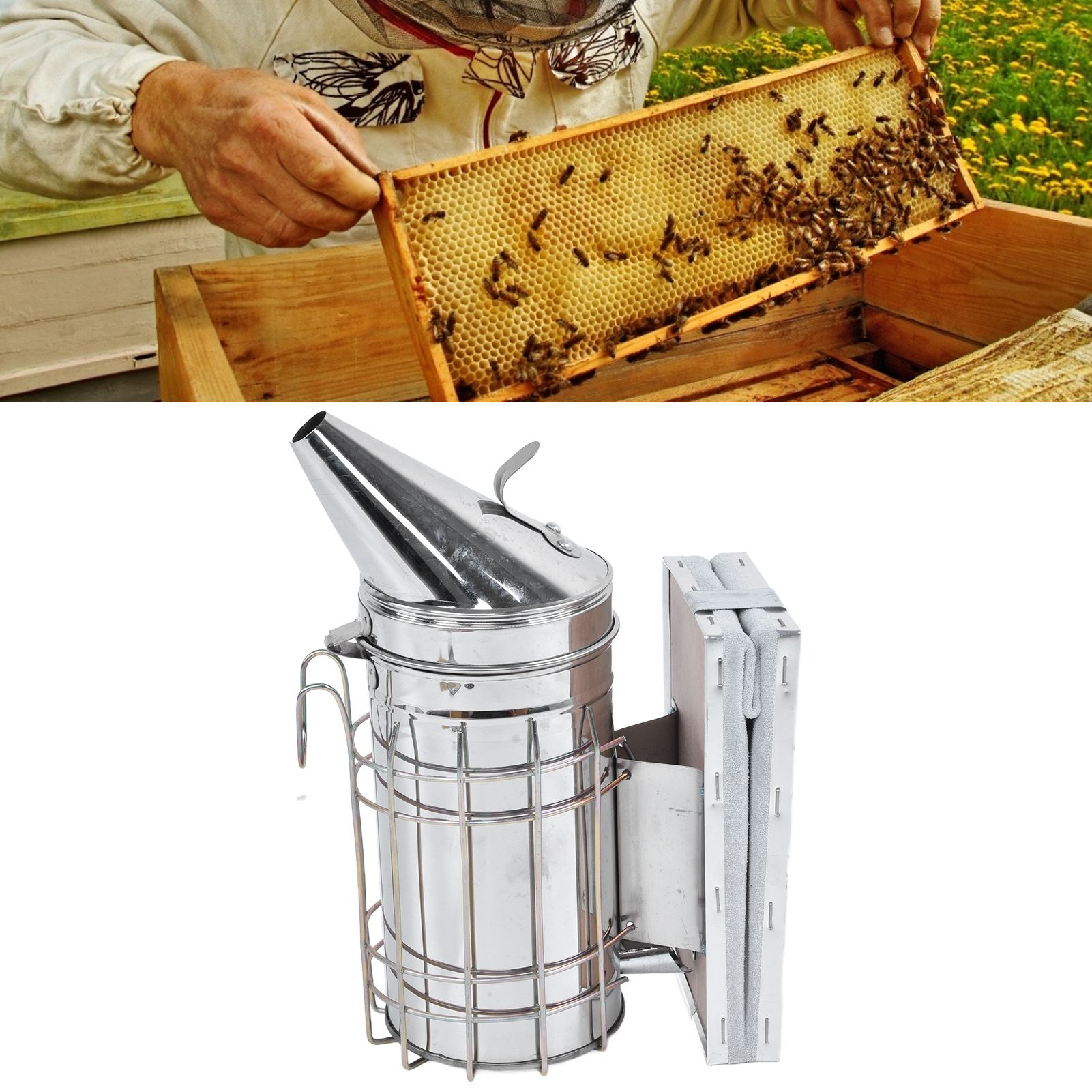 8Pcs/Set Beekeeping Kit Bee Brush Scraper Frame Clip Wire Embedder Beehive view 12