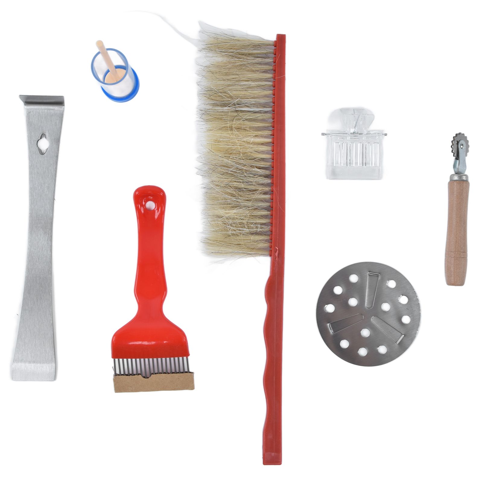 8Pcs/Set Beekeeping Kit Bee Brush Scraper Frame Clip Wire Embedder Beehive view 13