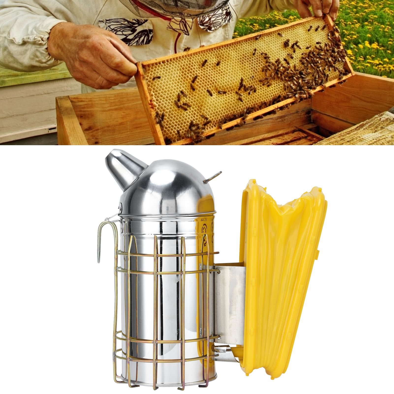 Pointed Beehive Smoker with Heat Protection Board Stainless Steel Bee Smoker view 12