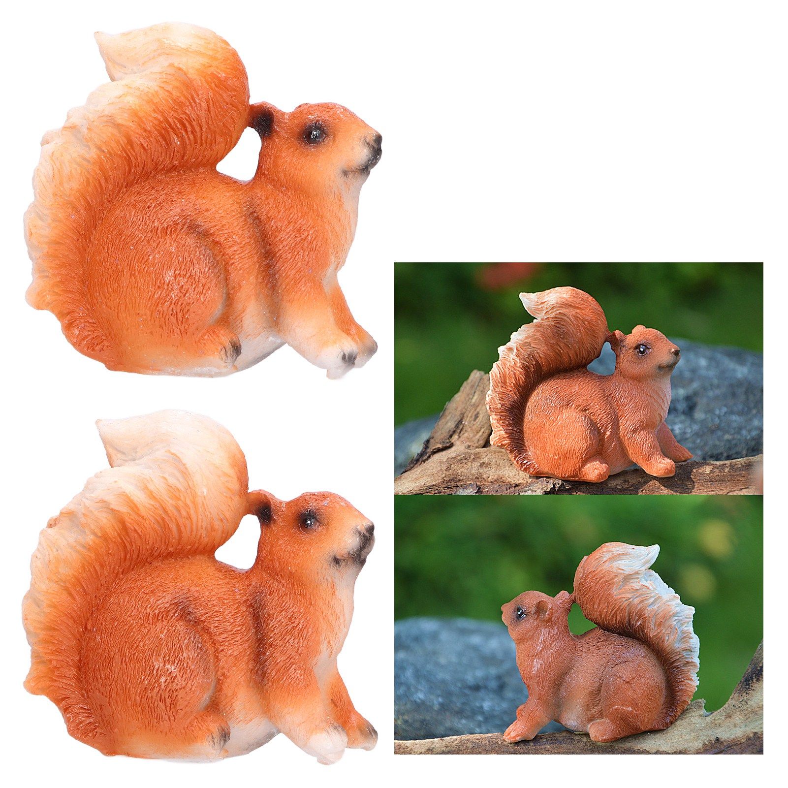 1 Pair Squirrel Resin Figurines Miniature Squirrel Animals Statue Sculpture view 11