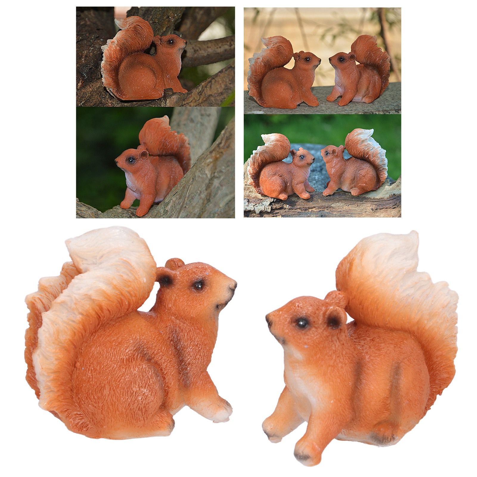 1 Pair Squirrel Resin Figurines Miniature Squirrel Animals Statue Sculpture view 12