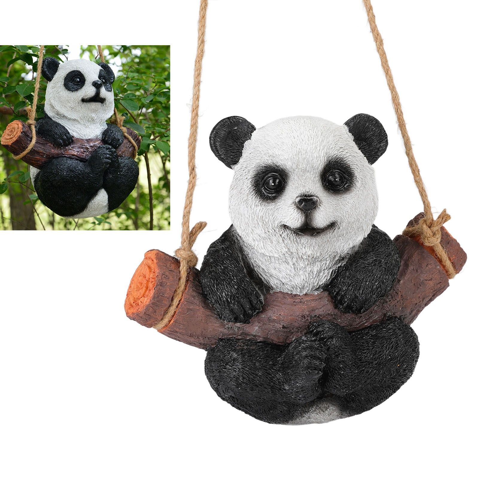 Panda Swing Statue Resin Animal Garden Outdoor Statue for Patio Yard Lawn Home view 12