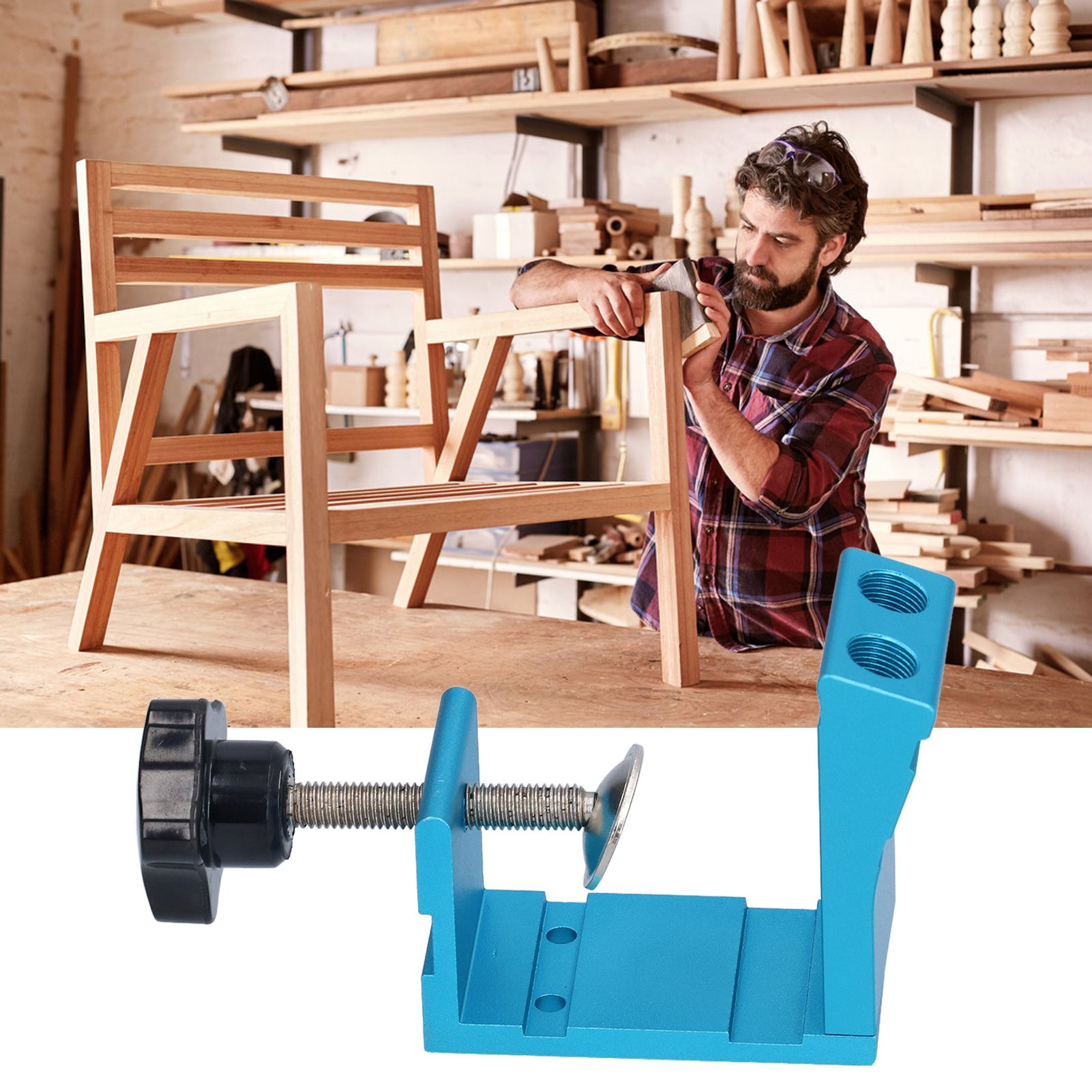 15° Oblique Hole Locator Positioner Set Aluminum Alloy Pocket Hole Jig Kit view 12