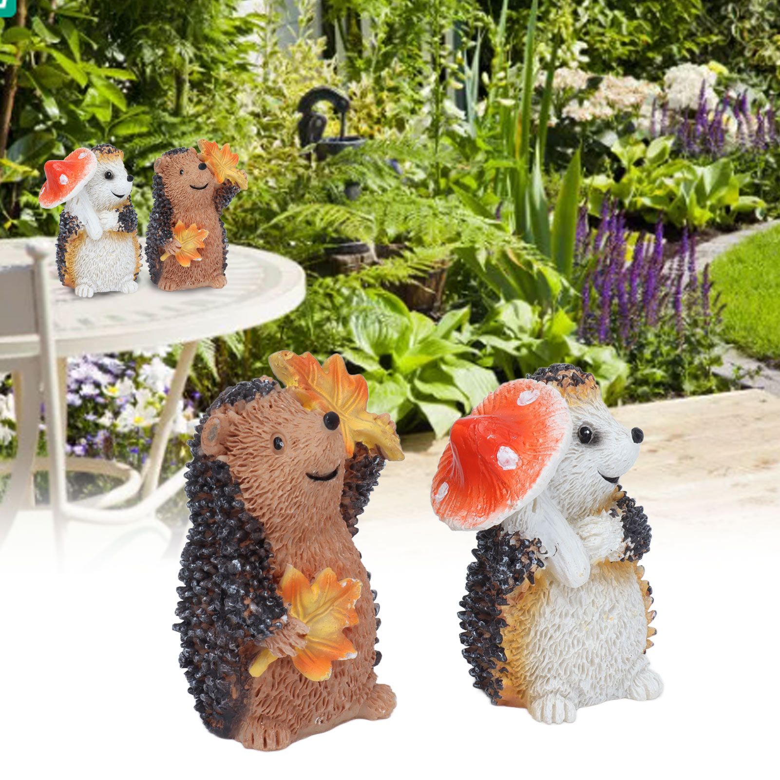 1 Pair Resin Hedgehog Ornament Micro Landscape Animal Decoration for Birthday view 11