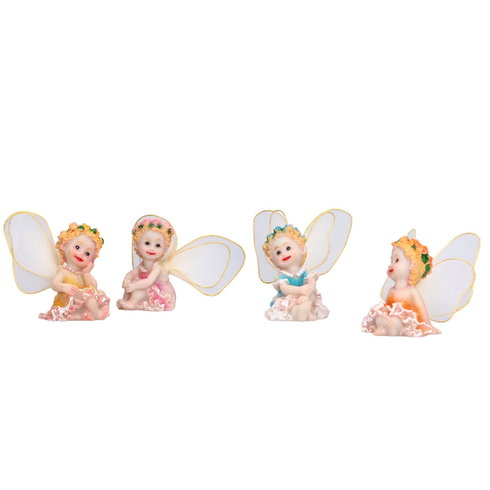 4Pcs Flower Fairies Figurines Garden Home Ornament Fairy Figures Resin Craft view 3
