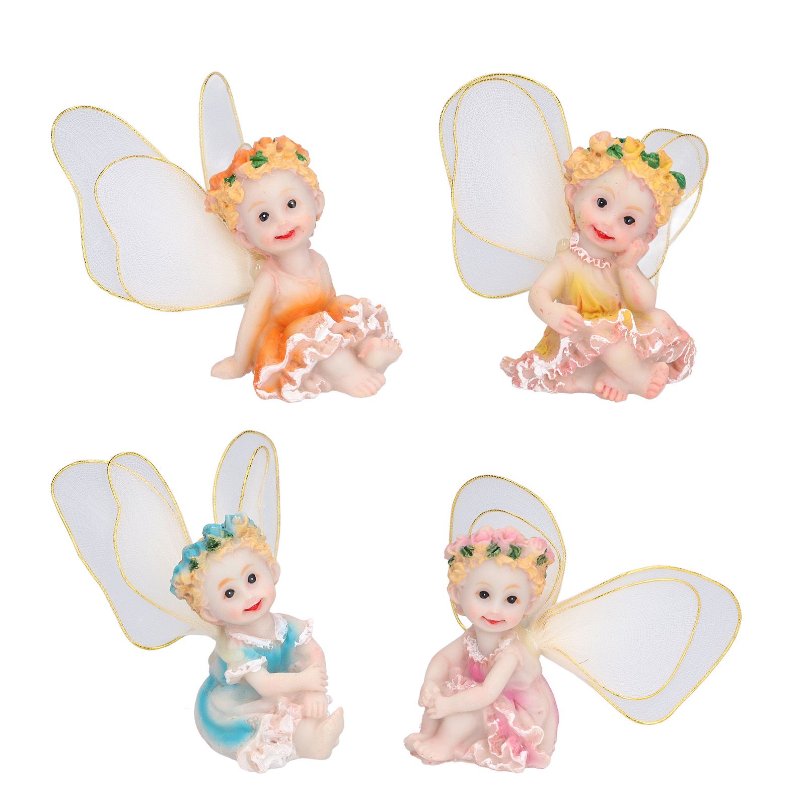 4Pcs Flower Fairies Figurines Garden Home Ornament Fairy Figures Resin Craft view 4
