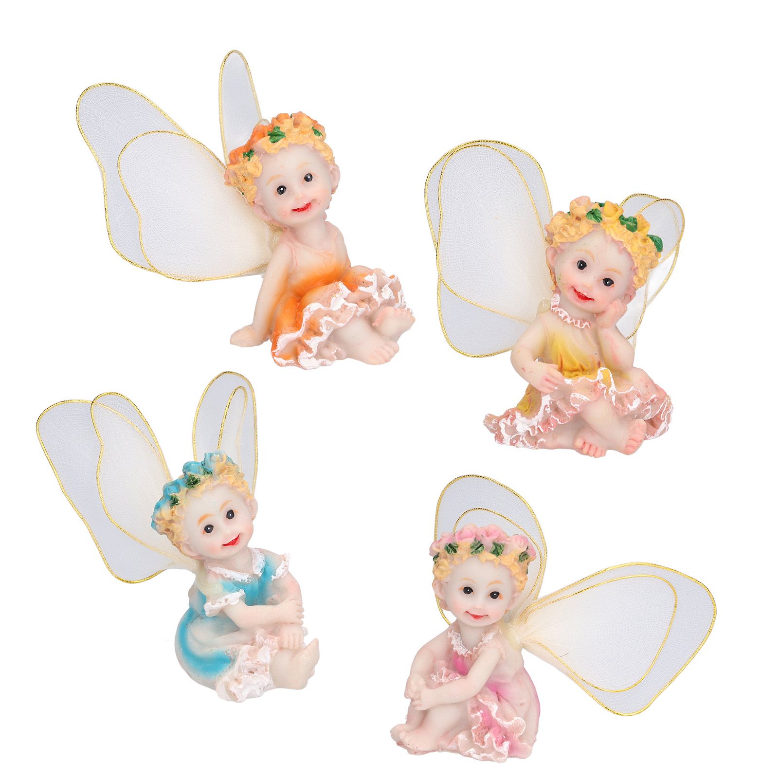 4Pcs Flower Fairies Figurines Garden Home Ornament Fairy Figures Resin Craft view 5