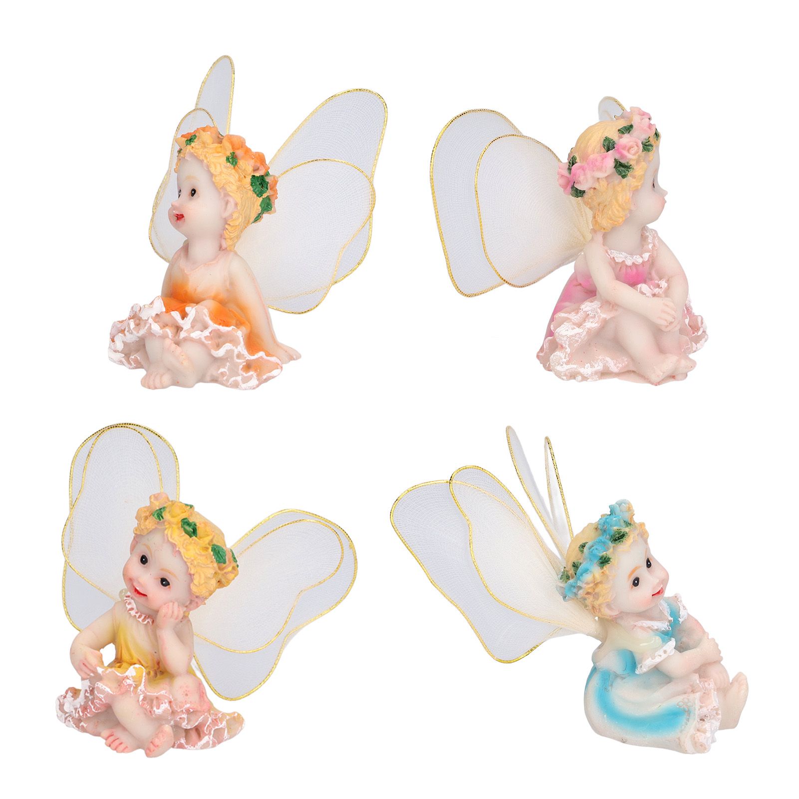 4Pcs Flower Fairies Figurines Garden Home Ornament Fairy Figures Resin Craft view 7